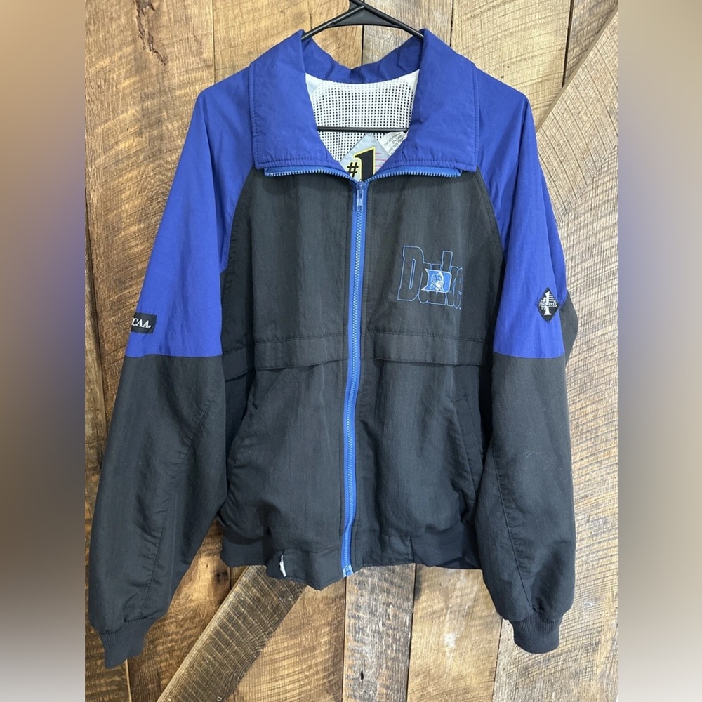 Vintage Duke Blue Devils #1 Apparel Embroidered Cotton Blend Zip Up Jacket Large